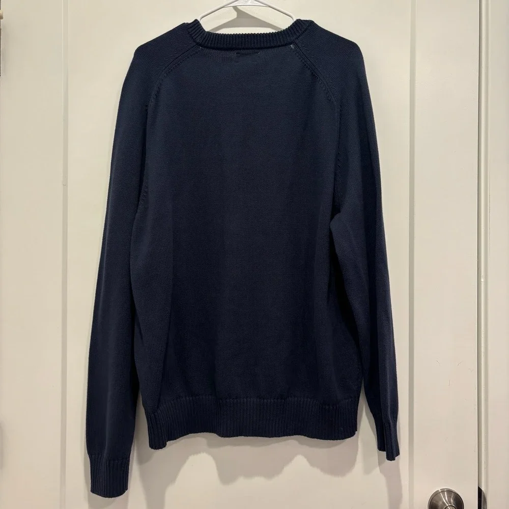 Knit For J. Crew‎ XXL Navy Blue Crewneck Raglan Knit Sweater Solid Cotton Blend
